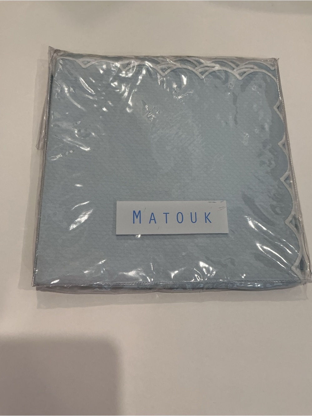 Matouk Savannah Gardens Light Blue Diamond Pique Napkins Set of 4